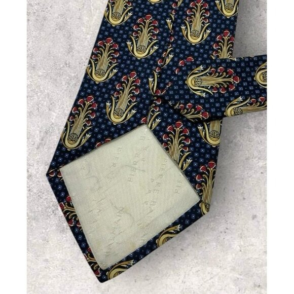 PIERRE BALMAIN Silk Tie FRANCE Navy Gold Art W:3.7" EUC - Picture 5 of 6